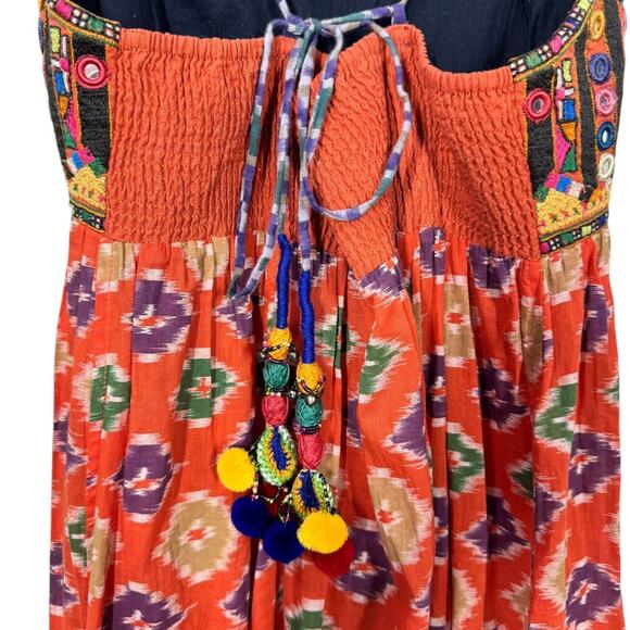 Denim & Supply Ralph Lauren Boho Embellished Maxi Dress Medium Mirrored Tassel - Picture 6 of 8